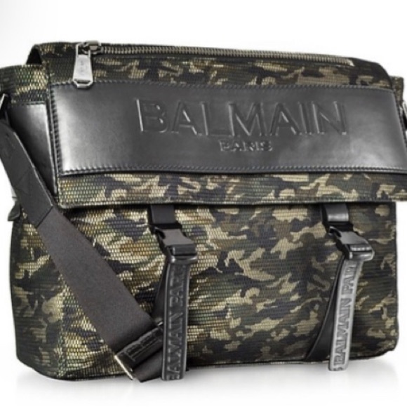 BALMAIN Camo Nylon & Leather Messenger Bag - Picture 6 of 6